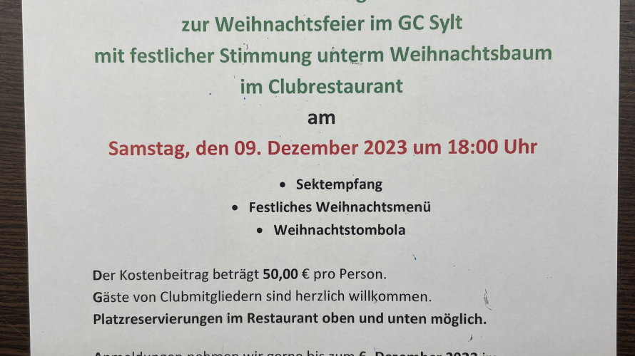 Weihnachtsfeier im GC Sylt